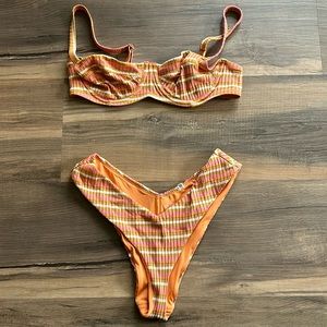 Orange striped aerie bikini size M